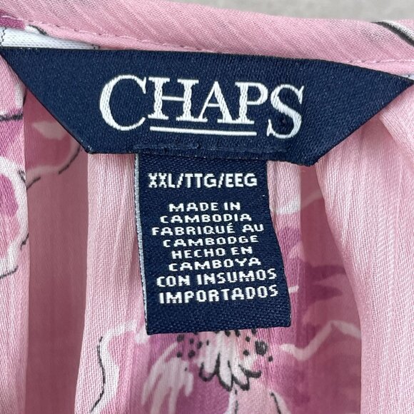 Chaps Womens Plus XXL Pink Boho Floral Blouse 3/4 Bell Sleeves Lightweight Top - Picture 4 of 11